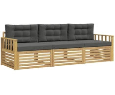 Lauko sofos komplektas 3 pcs Balta ir antracito Poliesteris