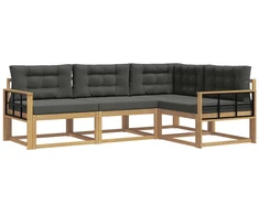 Lauko sofos komplektas 3 pcs Balta ir antracito Poliesteris