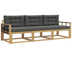 Lauko sofos komplektas 3 pcs Balta ir antracito Poliesteris