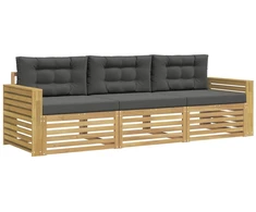 Lauko sofos komplektas 3 pcs Balta ir antracito