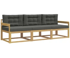 Lauko sofos komplektas 3 pcs Balta ir antracito Poliesteris