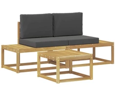Lauko sofos komplektas 3 pcs Balta ir antracito Poliesteris