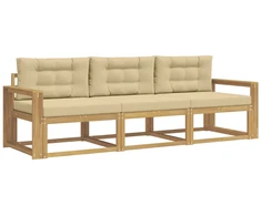 Lauko sofos komplektas 3 pcs Balta ir kreminė Poliesteris