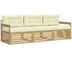 Lauko sofos komplektas 3 pcs Balta ir kreminė Poliesteris