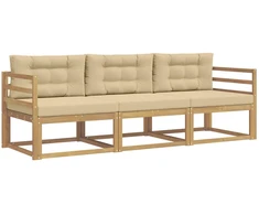 Lauko sofos komplektas 3 pcs Balta ir kreminė Poliesteris