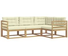 Lauko sofos komplektas 3 pcs Balta ir kreminė Poliesteris