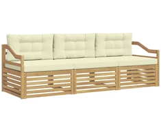 Lauko sofos komplektas 3 pcs Balta ir kreminė Poliesteris