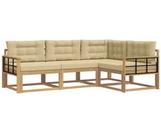 Lauko sofos komplektas 3 pcs Balta ir kreminė Poliesteris