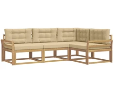 Lauko sofos komplektas 3 pcs Balta ir kreminė Poliesteris