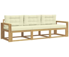 Lauko sofos komplektas 3 pcs Balta ir kreminė Poliesteris