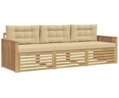 Lauko sofos komplektas 3 pcs Balta ir kreminė