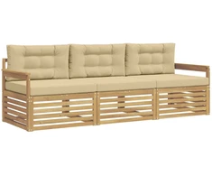 Lauko sofos komplektas 3 pcs Balta ir kreminė Poliesteris