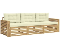 Lauko sofos komplektas 3 pcs Balta ir kreminė