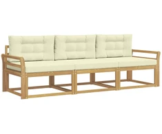 Lauko sofos komplektas 3 pcs Balta ir kreminė Poliesteris