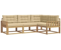 Lauko sofos komplektas 3 pcs Balta ir kreminė Poliesteris