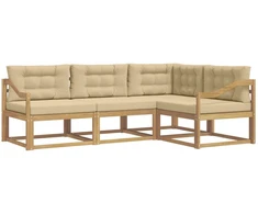 Lauko sofos komplektas 3 pcs Balta ir kreminė Poliesteris