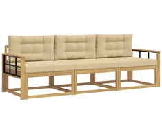 Lauko sofos komplektas 3 pcs Balta ir kreminė Poliesteris