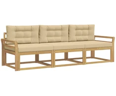 Lauko sofos komplektas 3 pcs Balta ir kreminė Poliesteris