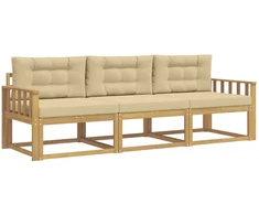 Lauko sofos komplektas 3 pcs Balta ir kreminė Poliesteris