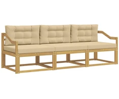 Lauko sofos komplektas 3 pcs Balta ir kreminė Poliesteris