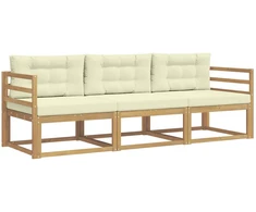 Lauko sofos komplektas 3 pcs Balta ir kreminė Poliesteris