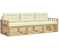 Lauko sofos komplektas 3 pcs Balta ir kreminė Poliesteris