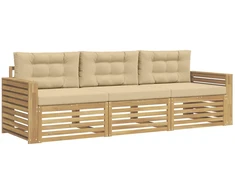 Lauko sofos komplektas 3 pcs Balta ir kreminė