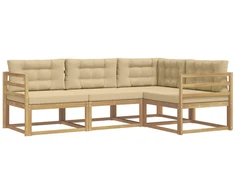 Lauko sofos komplektas 3 pcs Balta ir kreminė Poliesteris