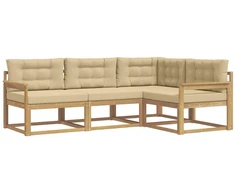 Lauko sofos komplektas 3 pcs Balta ir kreminė Poliesteris