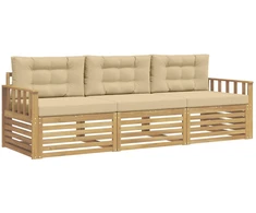 Lauko sofos komplektas 3 pcs Balta ir kreminė Poliesteris