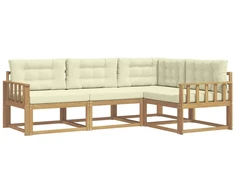 Lauko sofos komplektas 3 pcs Balta ir kreminė Poliesteris