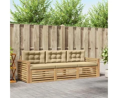 Lauko sofos komplektas 3 pcs Balta ir kreminė