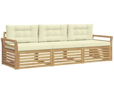 Lauko sofos komplektas 3 pcs Balta ir kreminė