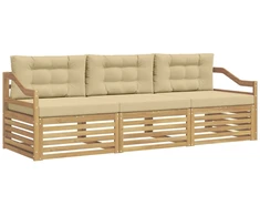 Lauko sofos komplektas 3 pcs Balta ir kreminė Poliesteris