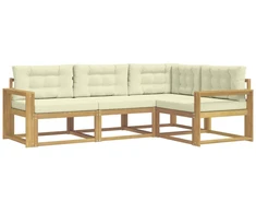 Lauko sofos komplektas 3 pcs Balta ir kreminė Poliesteris