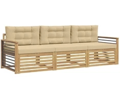 Lauko sofos komplektas 3 pcs Balta ir kreminė Poliesteris