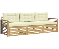 Lauko sofos komplektas 3 pcs Balta ir kreminė Poliesteris