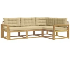 Lauko sofos komplektas 3 pcs Balta ir kreminė Poliesteris