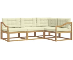 Lauko sofos komplektas 3 pcs Balta ir kreminė Poliesteris