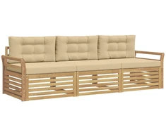 Lauko sofos komplektas 3 pcs Balta ir kreminė