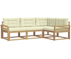 Lauko sofos komplektas 3 pcs Balta ir kreminė Poliesteris