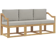 Lauko sofos komplektas 3 pcs Balta ir šviesiai pilka