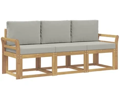 Lauko sofos komplektas 3 pcs Balta ir šviesiai pilka