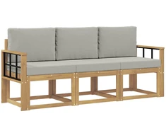 Lauko sofos komplektas 3 pcs Balta ir šviesiai pilka
