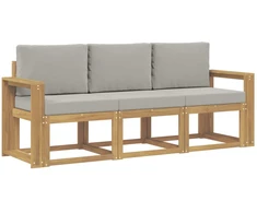 Lauko sofos komplektas 3 pcs Balta ir šviesiai pilka