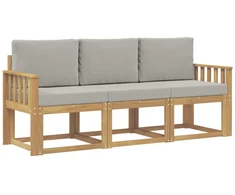 Lauko sofos komplektas 3 pcs Balta ir šviesiai pilka
