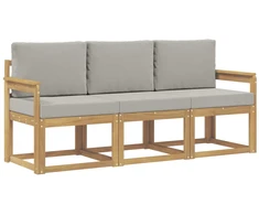 Lauko sofos komplektas 3 pcs Balta ir šviesiai pilka