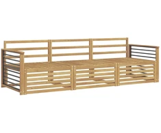 Lauko sofos komplektas 3 pcs Balta Kietos akacijos mediena