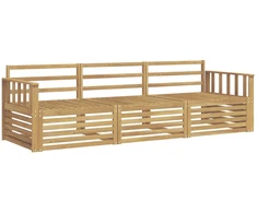 Lauko sofos komplektas 3 pcs Balta Kietos akacijos mediena