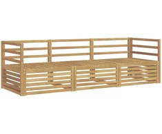 Lauko sofos komplektas 3 pcs Balta Kietos akacijos mediena